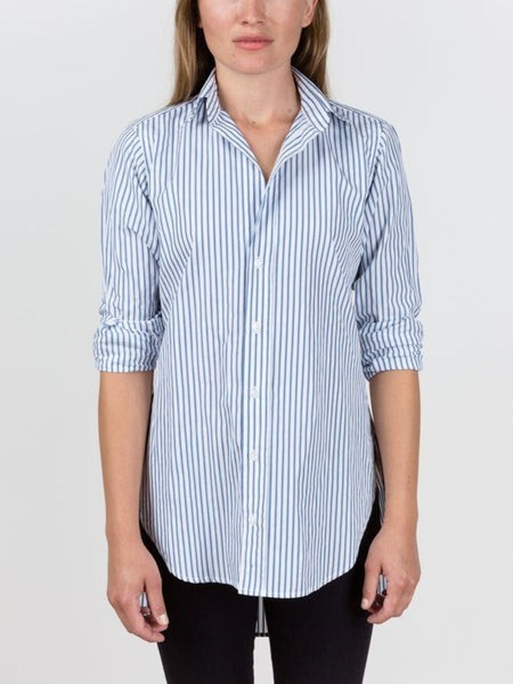 Frank & Eileen Grayson Blue Stripe Cotton Top XS